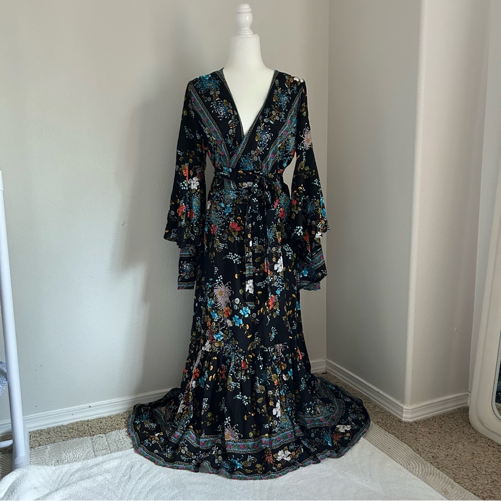 LARA ETHNICS NWT Sun Splash Swimwear Wrap Dress Long Coverup Kimono Vacation